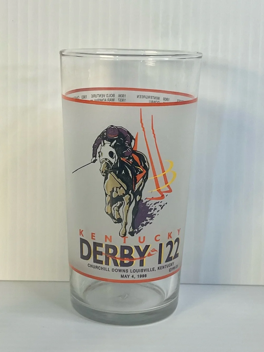 Set 4 Kentucky Derby Souvenir Glasses 1996-122nd & 2000-126th